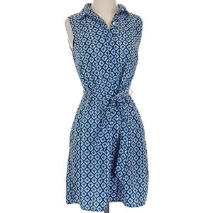Banana Republic Factory Navy and White Patterned Dress